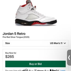 Nike Men OG Fire Red 5 White and Red , no box .